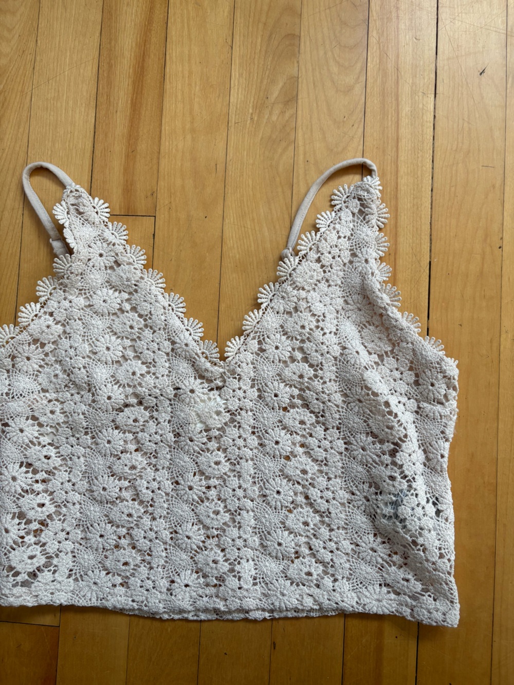 H&M Crochet Lace Camisole in Light Pink-Beige